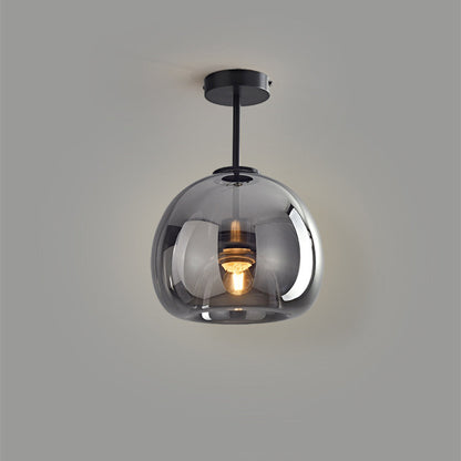 Bubble Glass Pendant Light | Vintage Retro Amber Ceiling Lamp
