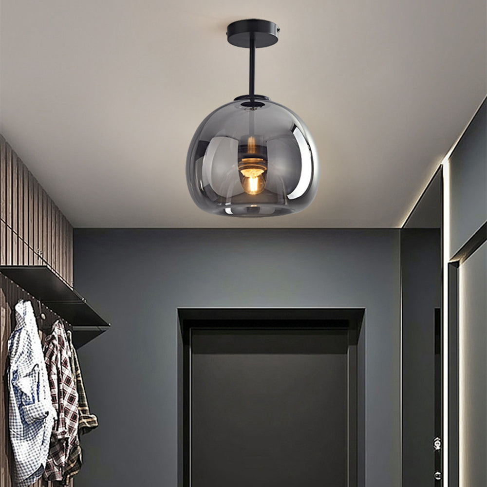 Bubble Glass Pendant Light | Vintage Retro Amber Ceiling Lamp