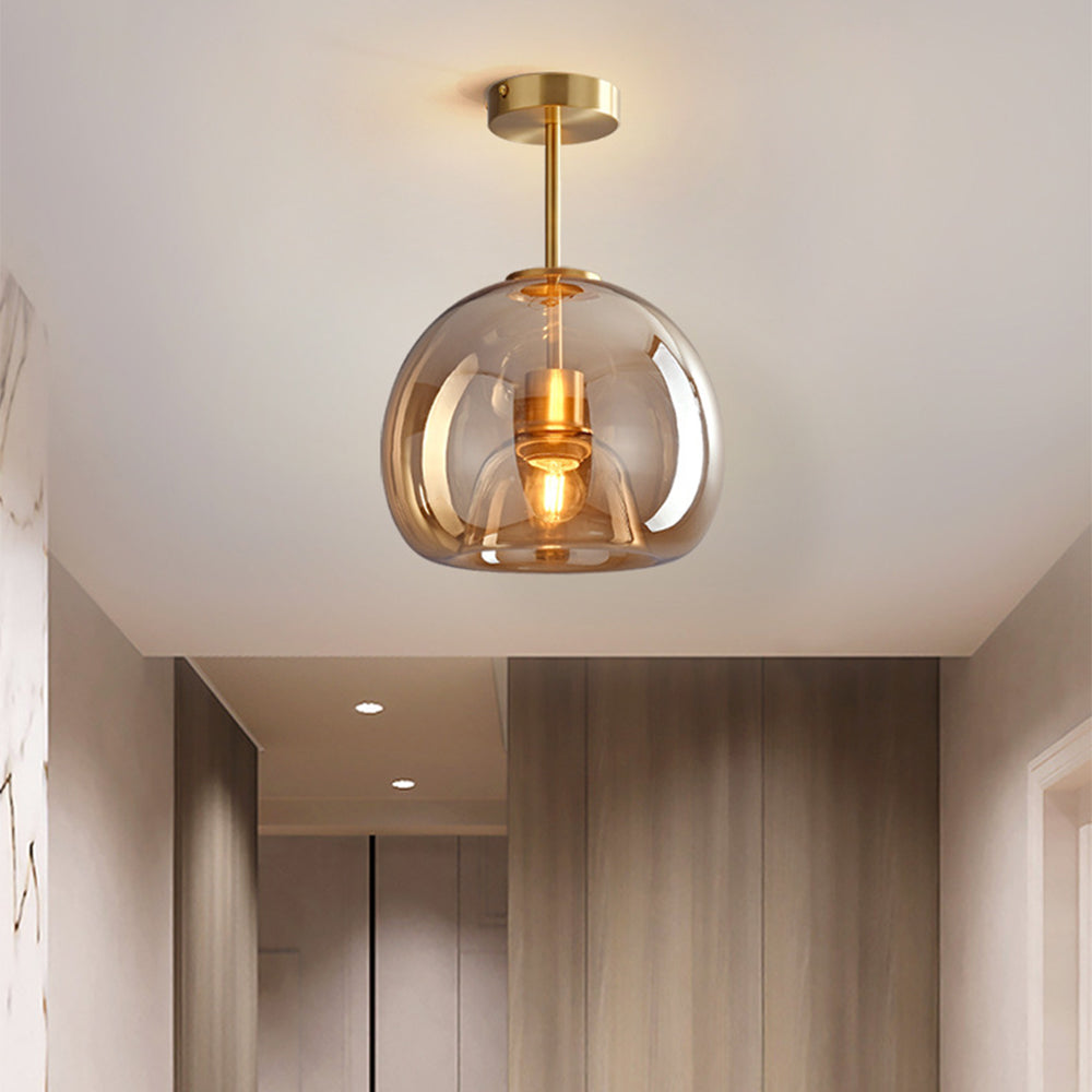 Bubble Glass Pendant Light | Vintage Retro Amber Ceiling Lamp