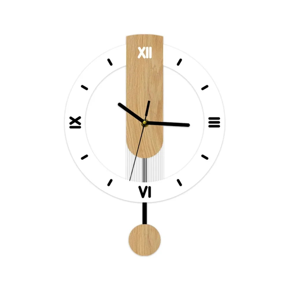 Wall Clock | Minimalist Pendulum Design | Modern Acrylic & Wood Decor