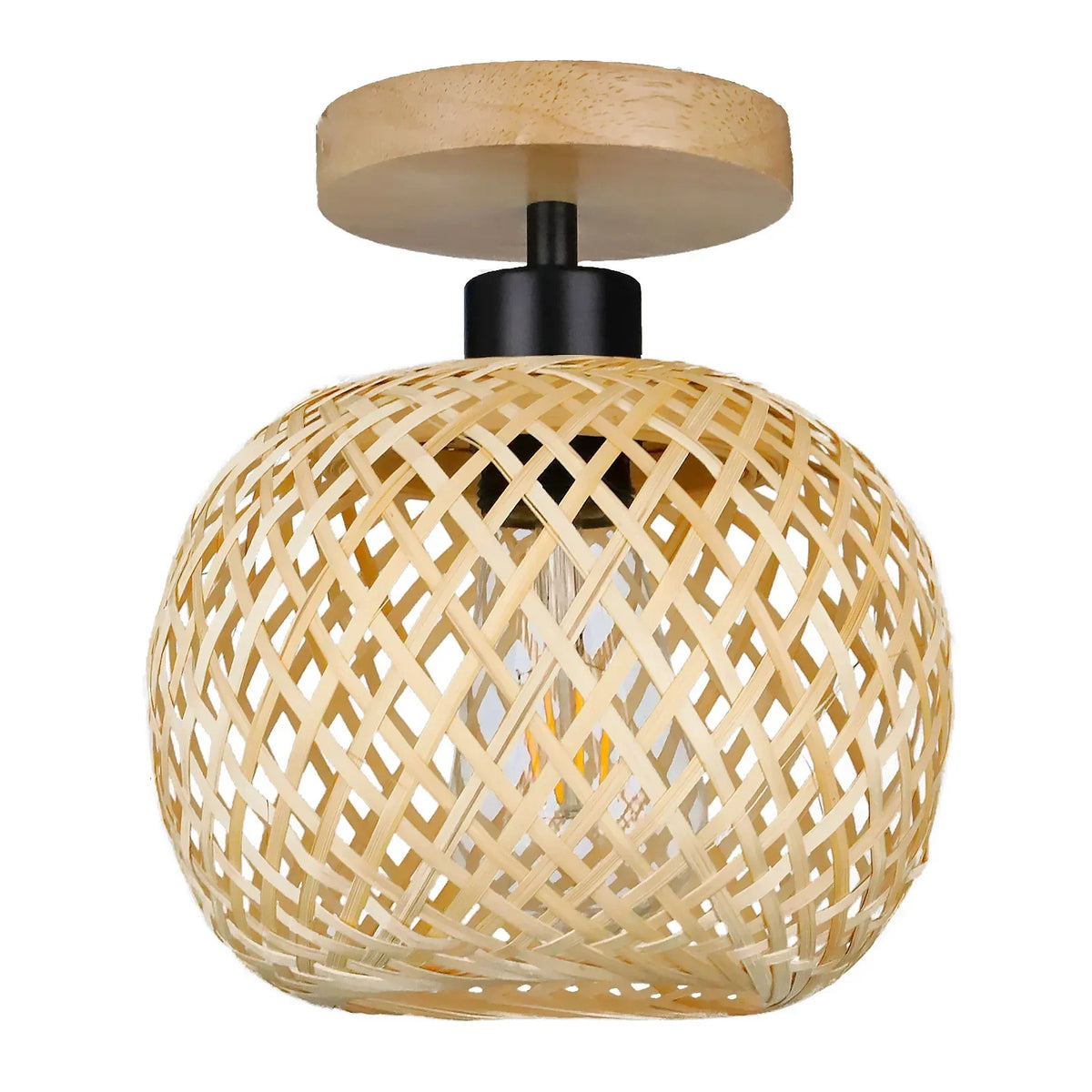 Bamboo Ceiling Lamp | Handwoven Rattan LED Light Fixture - Natura