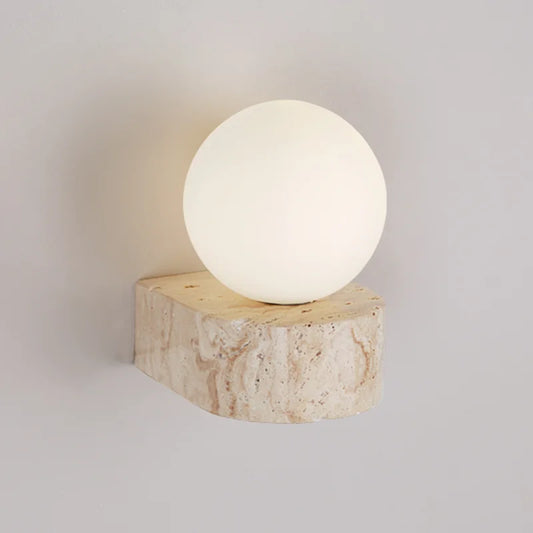 LED Wall Sconce | Travertine Stone Modern Japanese-Style Lamp