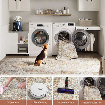 Medallion Rug | Heritage Foldable Non-Slip Oriental Style Carpet