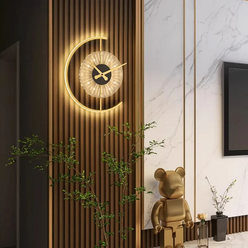 LED Wall Clock Lamp | Post-Modern Sconce Design for Home Decor - Lunaris