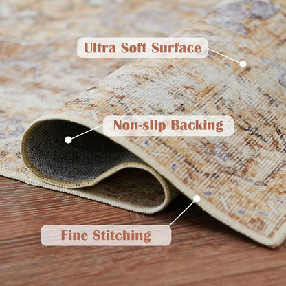 Medallion Rug | Heritage Foldable Non-Slip Oriental Style Carpet