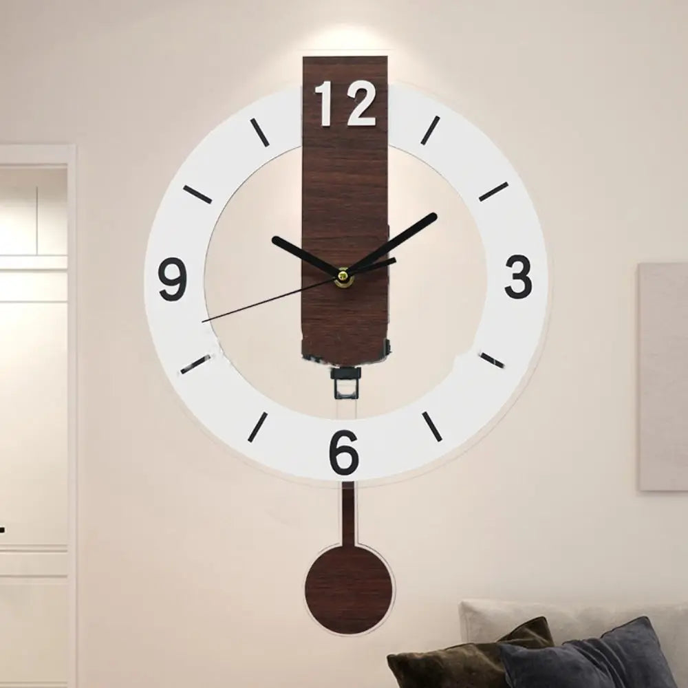 Wall Clock | Minimalist Pendulum Design | Modern Acrylic & Wood Decor