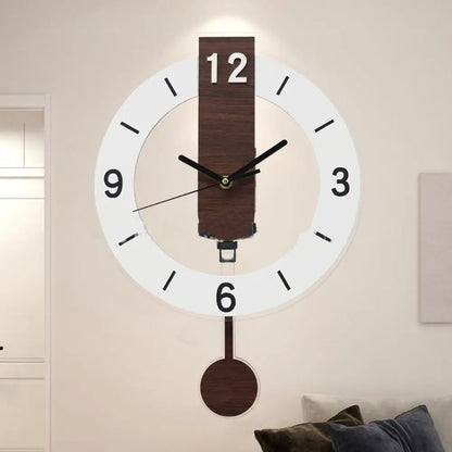 Wall Clock | Minimalist Pendulum Design | Modern Acrylic & Wood Decor