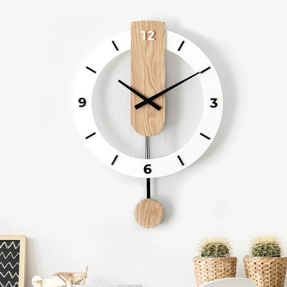 Wall Clock | Minimalist Pendulum Design | Modern Acrylic & Wood Decor