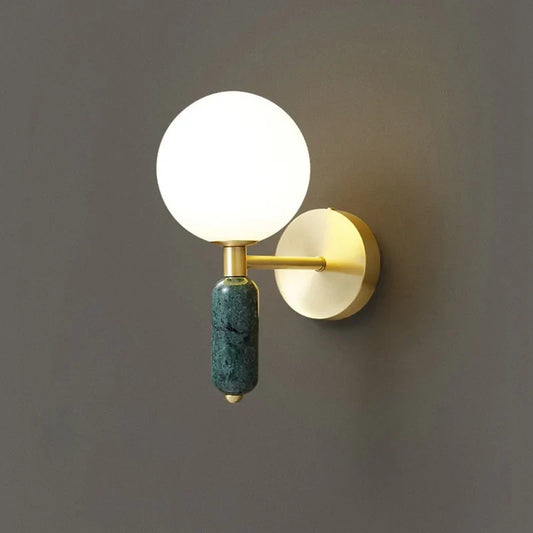 Wall Sconce | Marble & Glass | Modern Gold Finish Indoor Lamp