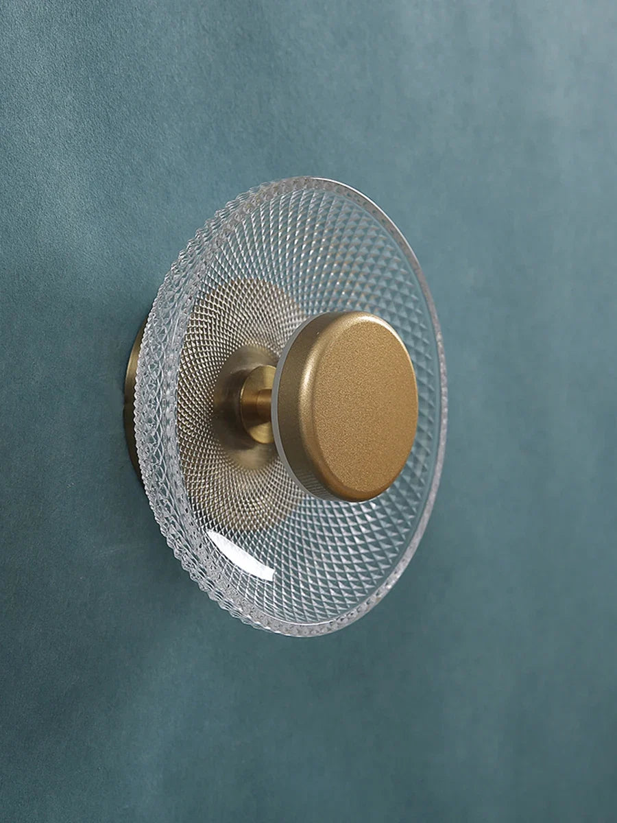 LED Wall Lamp | Modern Coloured Glass Textured Disc Sconce Light