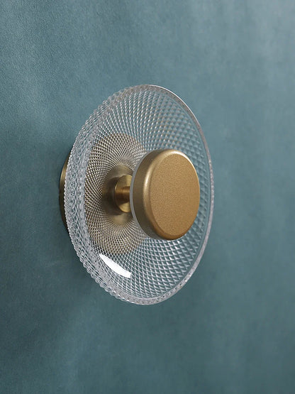 LED Wall Lamp | Modern Coloured Glass Textured Disc Sconce Light