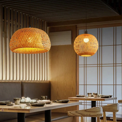 Bamboo Pendant Lamp | Natural Handwoven Rattan Light Fixture