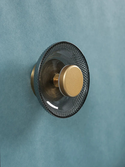 LED Wall Lamp | Modern Coloured Glass Textured Disc Sconce Light
