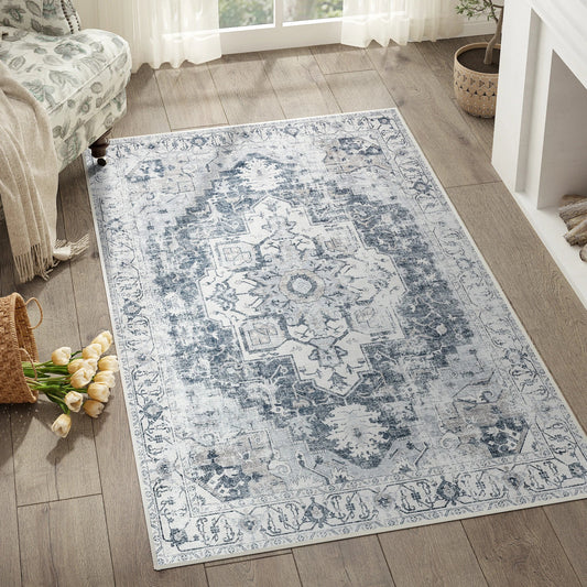 Medallion Rug | Heritage Foldable Non-Slip Oriental Style Carpet