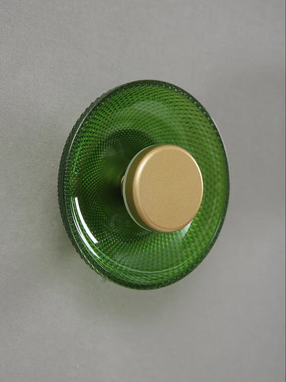 LED Wall Lamp | Modern Coloured Glass Textured Disc Sconce Light