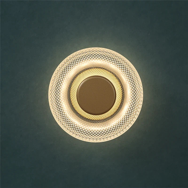 LED Wall Lamp | Modern Coloured Glass Textured Disc Sconce Light