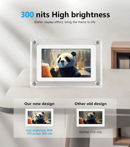 Digital Photo Frame | Acrylic Portable Screen | Built-In Battery Display - ClearFrame