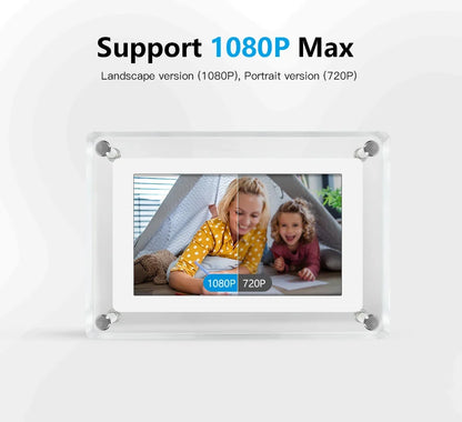Digital Photo Frame | Acrylic Portable Screen | Built-In Battery Display - ClearFrame