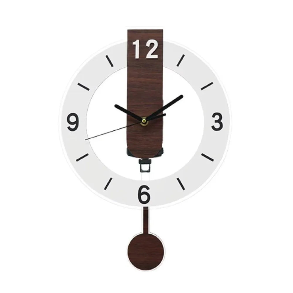 Wall Clock | Minimalist Pendulum Design | Modern Acrylic & Wood Decor