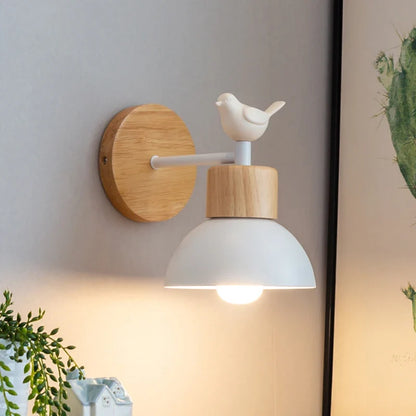 LED Wall Sconce | Nordic Wooden Bird | Bedside Indoor Lamp Design