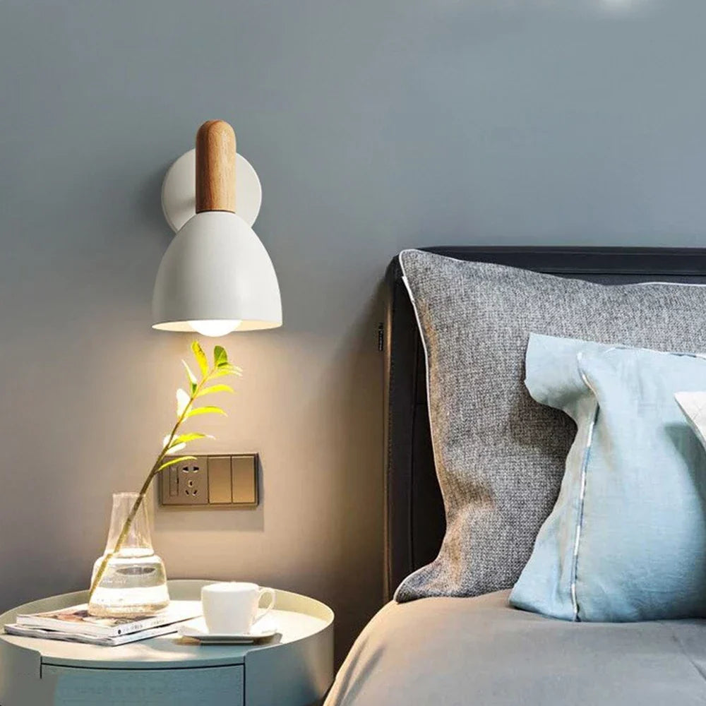 Wall Lamp | Nordic Wooden Adjustable | Bedside Indoor Sconce Light