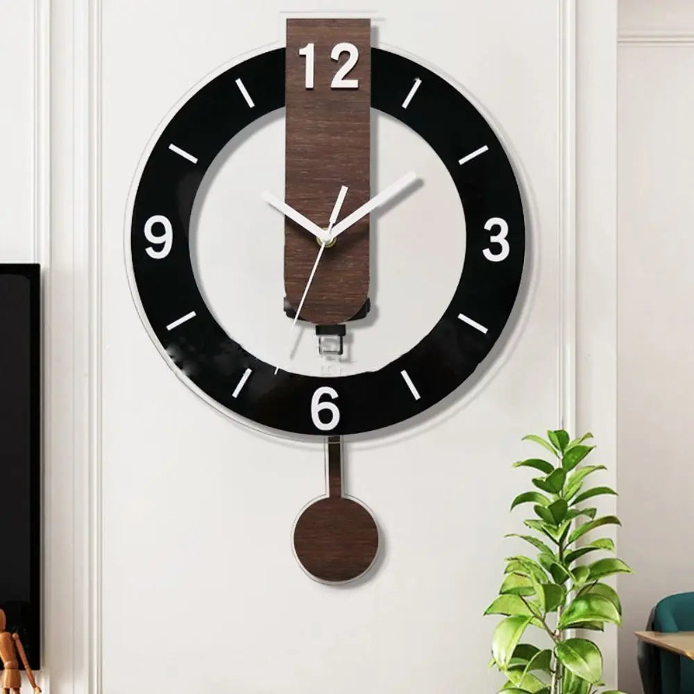 Wall Clock | Minimalist Pendulum Design | Modern Acrylic & Wood Decor