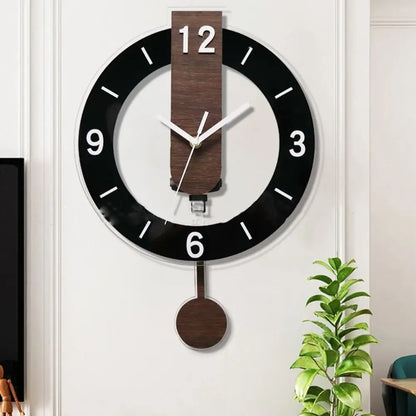 Wall Clock | Minimalist Pendulum Design | Modern Acrylic & Wood Decor