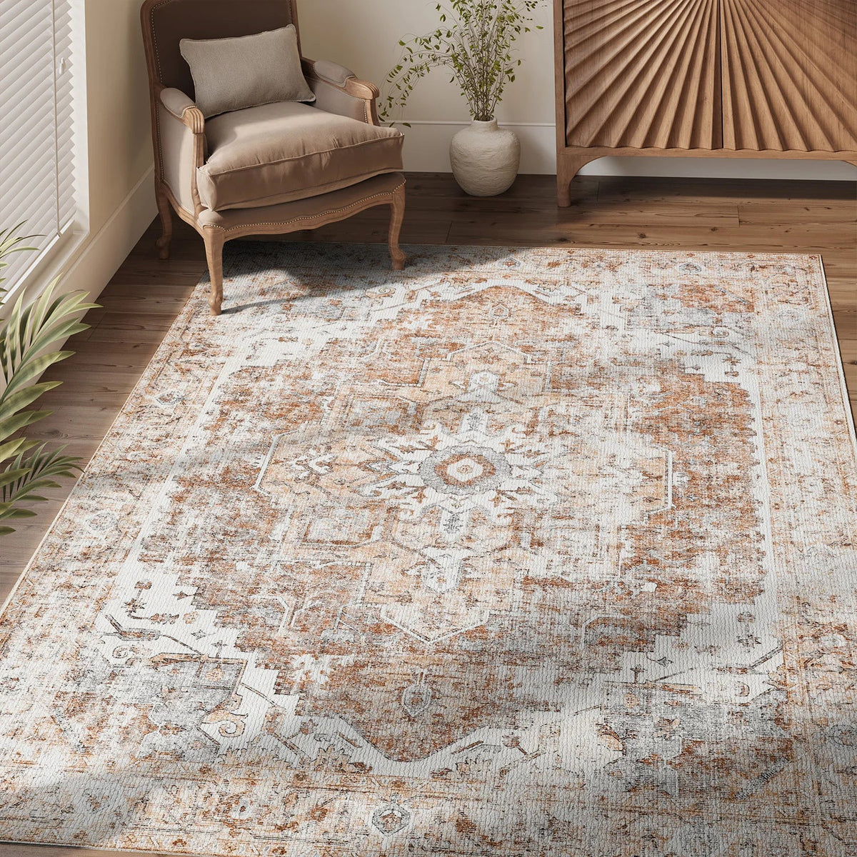 Medallion Rug | Heritage Foldable Non-Slip Oriental Style Carpet