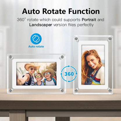Digital Photo Frame | Acrylic Portable Screen | Built-In Battery Display - ClearFrame