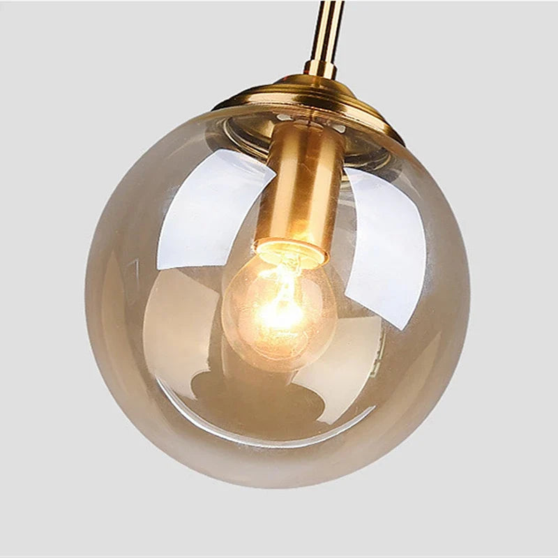 Glass Globe Pendant Light | Modern Nordic Amber, Smoke Grey & Clear Shade