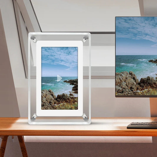 Digital Photo Frame | Acrylic Portable Screen | Built-In Battery Display - ClearFrame