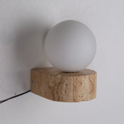 LED Wall Sconce | Travertine Stone Modern Japanese-Style Lamp