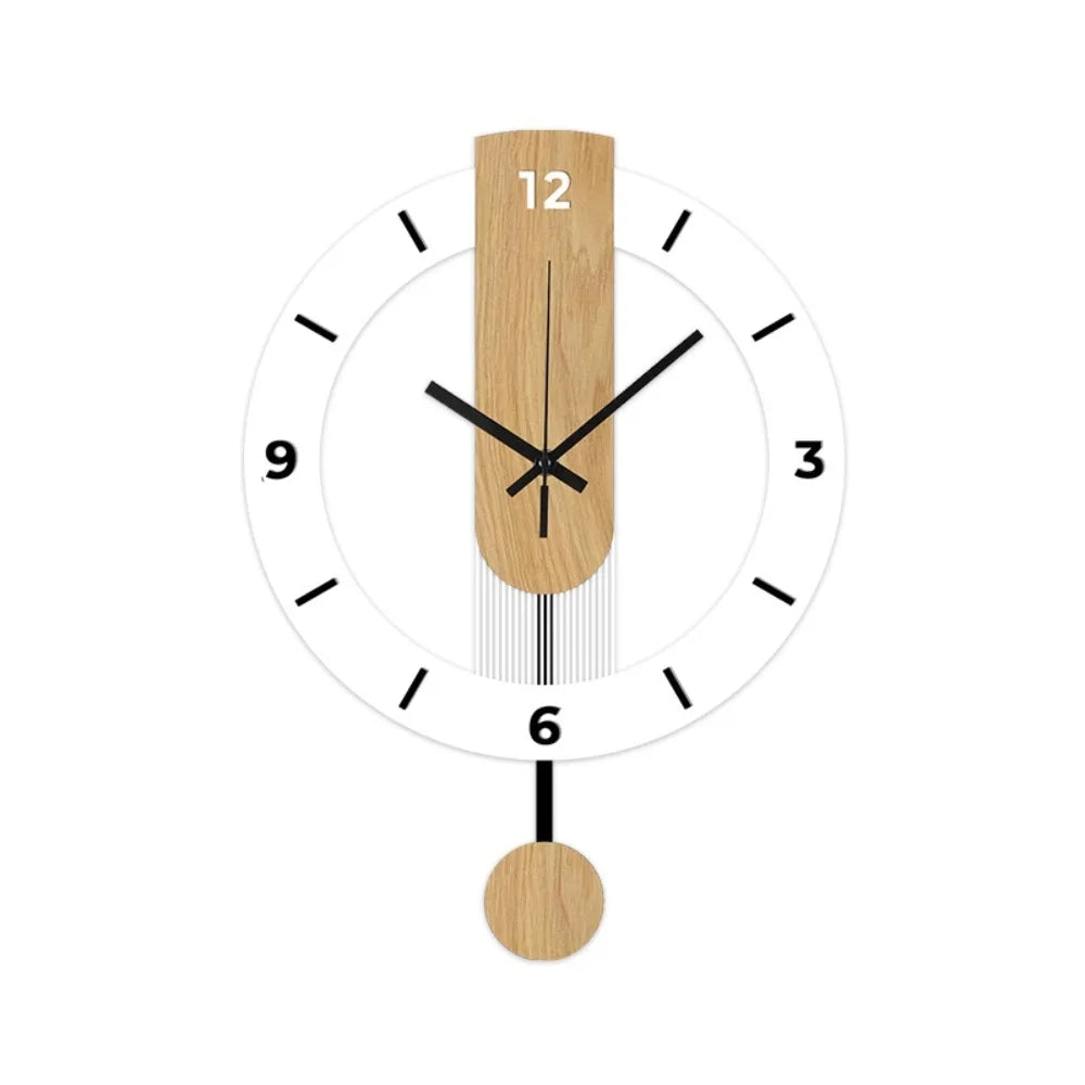 Wall Clock | Minimalist Pendulum Design | Modern Acrylic & Wood Decor