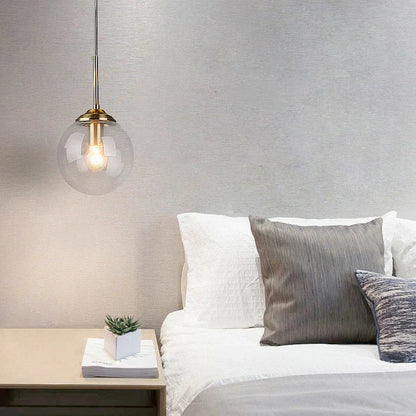 Glass Globe Pendant Light | Modern Nordic Amber, Smoke Grey & Clear Shade