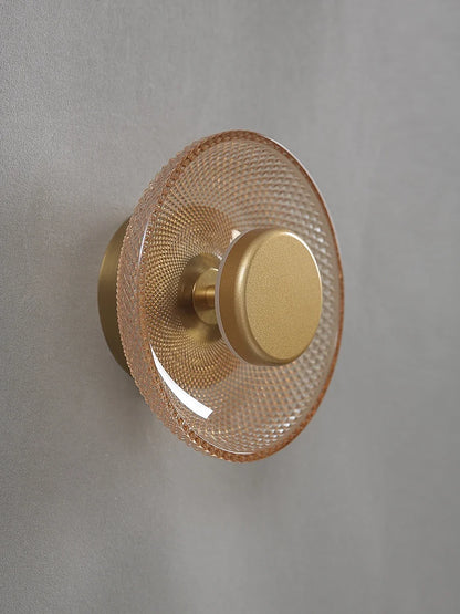 LED Wall Lamp | Modern Coloured Glass Textured Disc Sconce Light