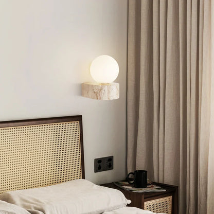 LED Wall Sconce | Travertine Stone Modern Japanese-Style Lamp