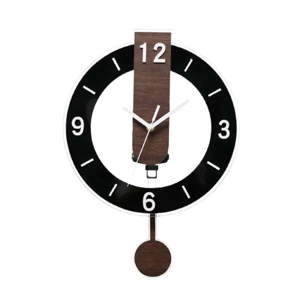 Wall Clock | Minimalist Pendulum Design | Modern Acrylic & Wood Decor
