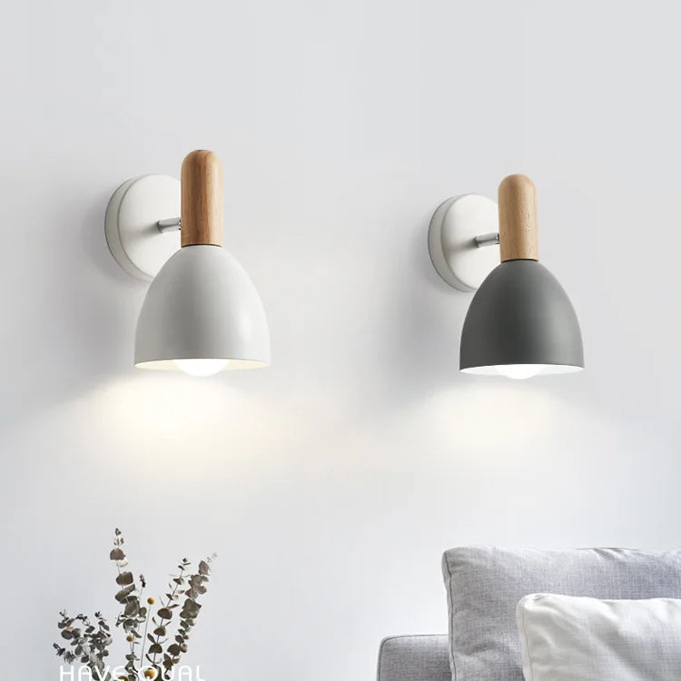 Wall Lamp | Nordic Wooden Adjustable | Bedside Indoor Sconce Light