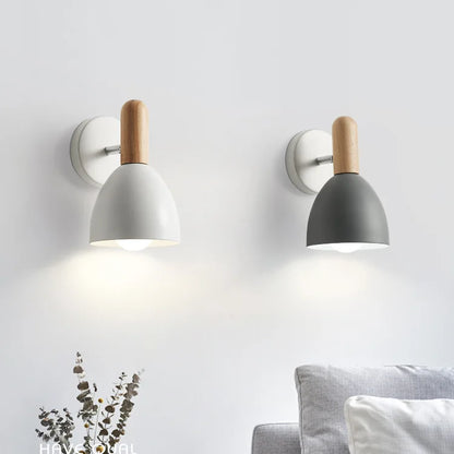 Wall Lamp | Nordic Wooden Adjustable | Bedside Indoor Sconce Light