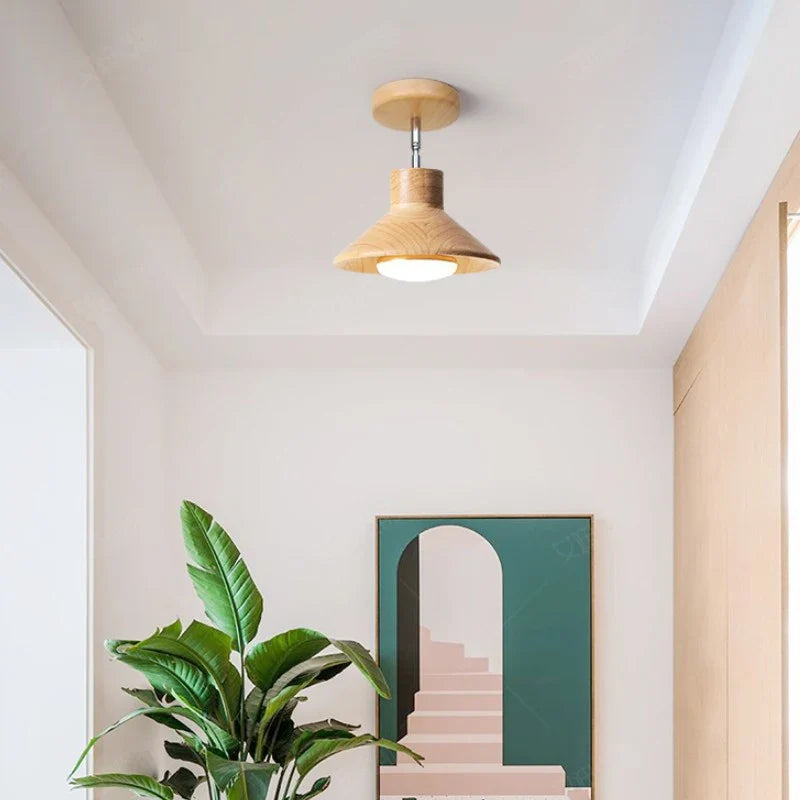 Ceiling Lamp | Natural Timber Cone Design Light Fixture - NordicWood