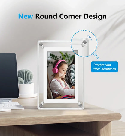 Digital Photo Frame | Acrylic Portable Screen | Built-In Battery Display - ClearFrame