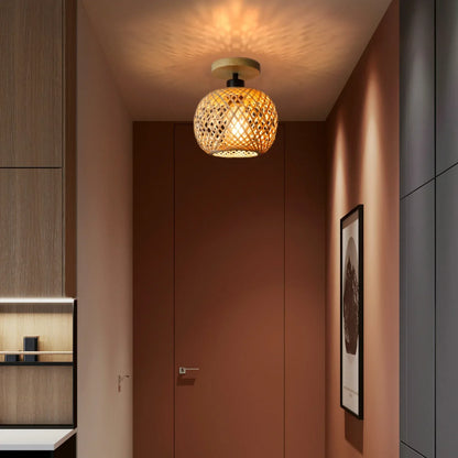 Bamboo Ceiling Lamp | Handwoven Rattan LED Light Fixture - Natura