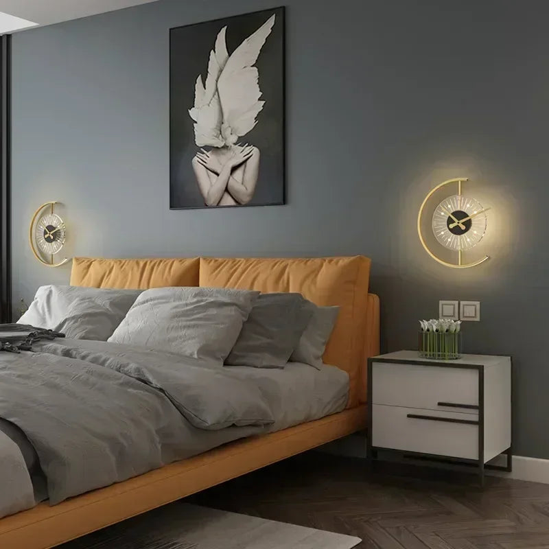 LED Wall Clock Lamp | Post-Modern Sconce Design for Home Decor - Lunaris