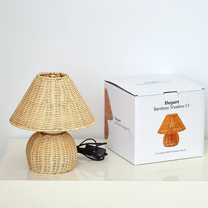 Desk Lamp | Bamboo Woven USB-Powered Boho Accent Light | Home Decor