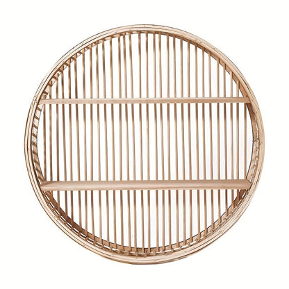Bamboo Wall Shelf | Round Handmade Boho Floating Organizer for Home Decor
