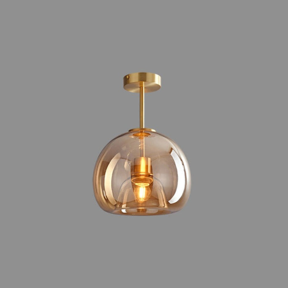 Bubble Glass Pendant Light | Vintage Retro Amber Ceiling Lamp