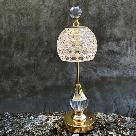Crystal Table Lamp | Touch Control Rechargeable LED Bedside Light