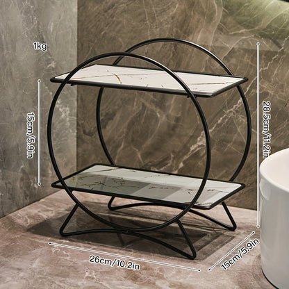 Bathroom Organiser | Double-Tiered Metal Cosmetic & Skincare Shelf | Cat Ear Base
