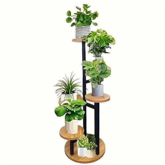 Wooden Plant Stand | 6-Tier Round Indoor Flower Pot Shelf - Verdura