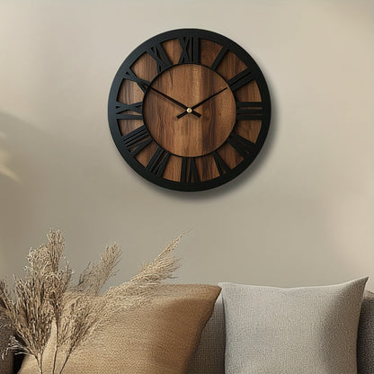 Wall Clock | Vintage Wooden Roman Numeral Design | Home Decor Piece
